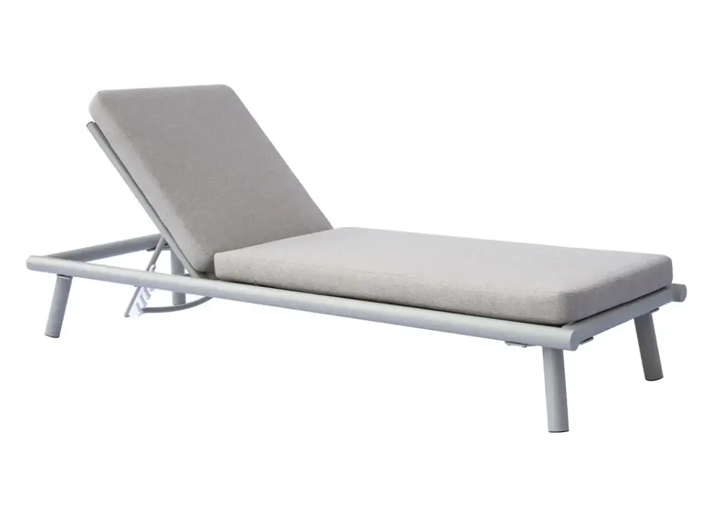 LETTINO TAORMINA IN ALLUMINIO CON CUSCINO BEIJE-CRETA