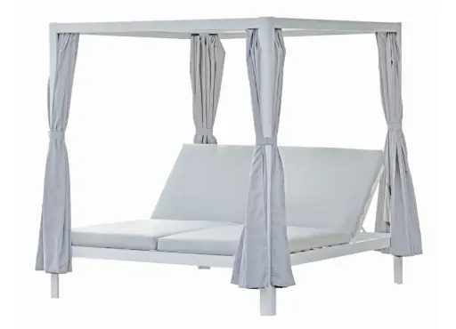 [PZ10632] DAYBED IN ALLUMINIO – CUSCINI IN PVC GRIGIO CHIARO – BIANCO
